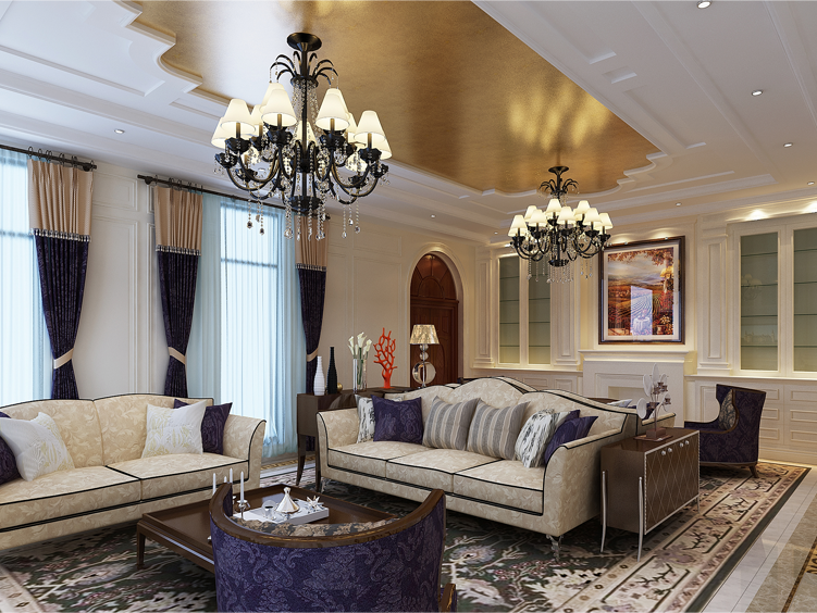 E戶型樣板房客廳 室內(nèi)設計效果圖